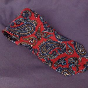 All Silk Red and Blue Paisley Tie 